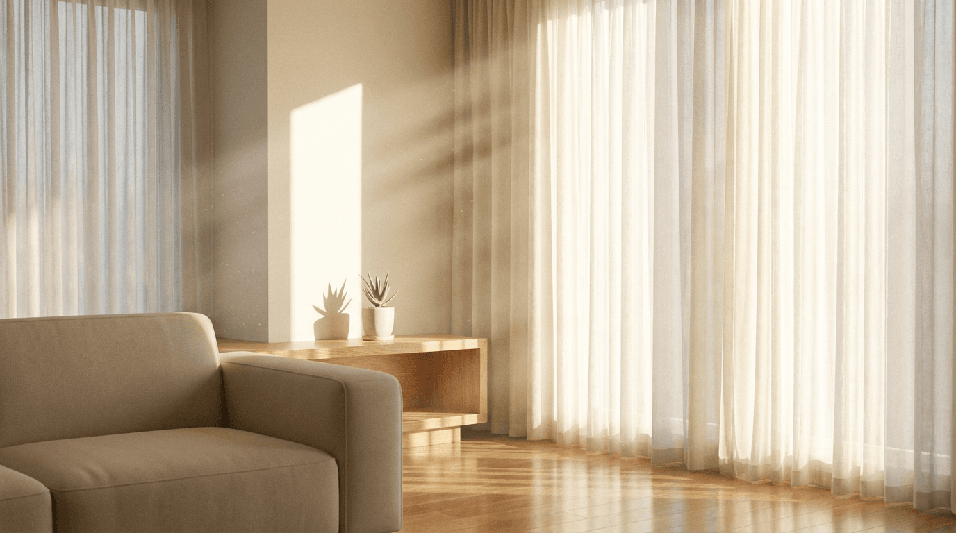 Tidy and dust-free living room after a professional cleaning